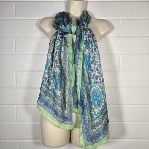 Vtg 100% Pure Silk Printed Patterned Scarf Bag Scarf Oversized 19x68 Boho Luxury